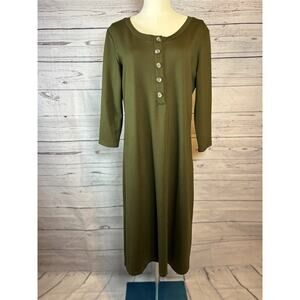 Olive Green Long Button Front Dress Lou Lou Size Large
